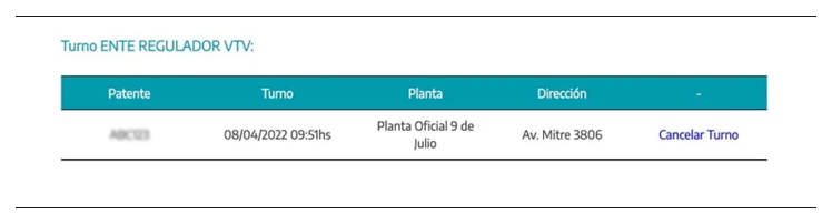 Paso 3 para consultar o cambiar el turno de la VTV en Chivilcoy